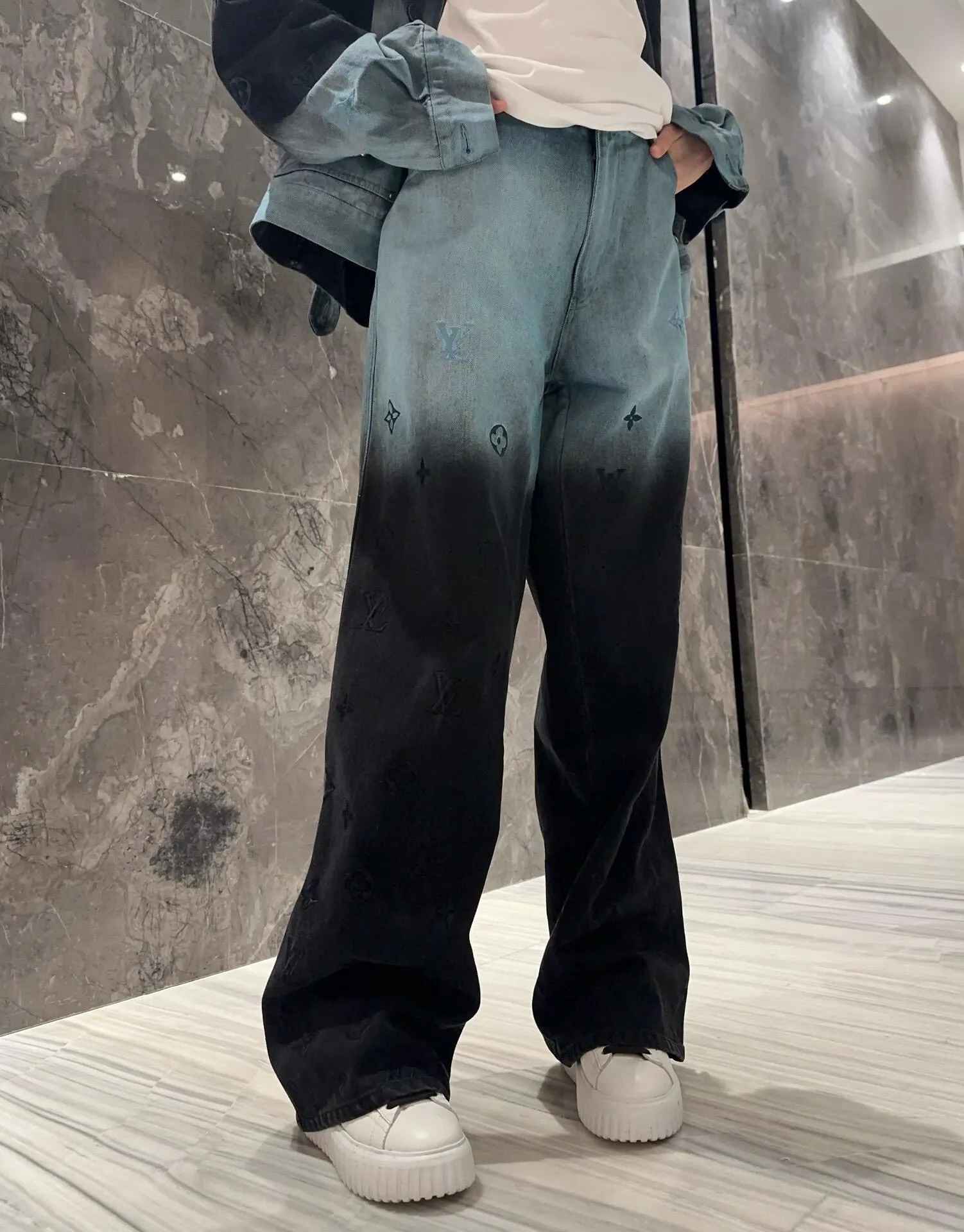 Louis Vuitton/Louis Vuitton Louis Vuitton presbyopic gradient embroidered jeans